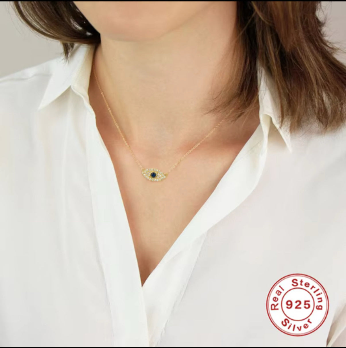 Evil Eye Protection Necklace – 18K Gold Plated Sterling