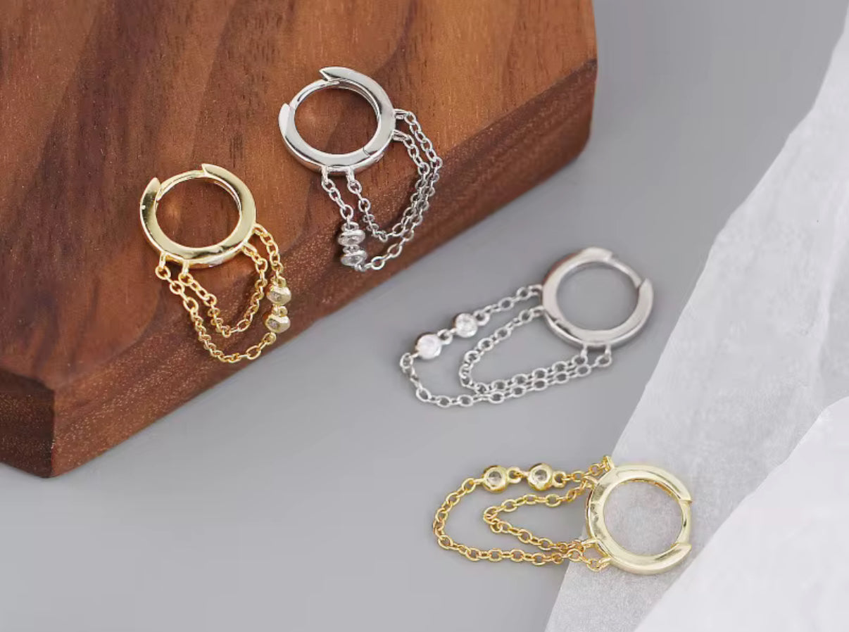 Sterling Silver Tassle Huggies