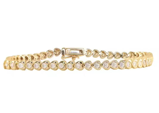 Golden Heart Tennis Bracelet