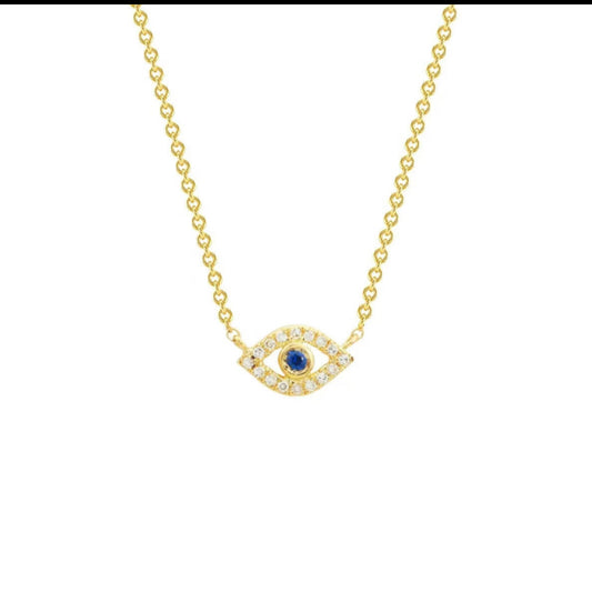 Evil Eye Protection Necklace – 18K Gold Plated Sterling