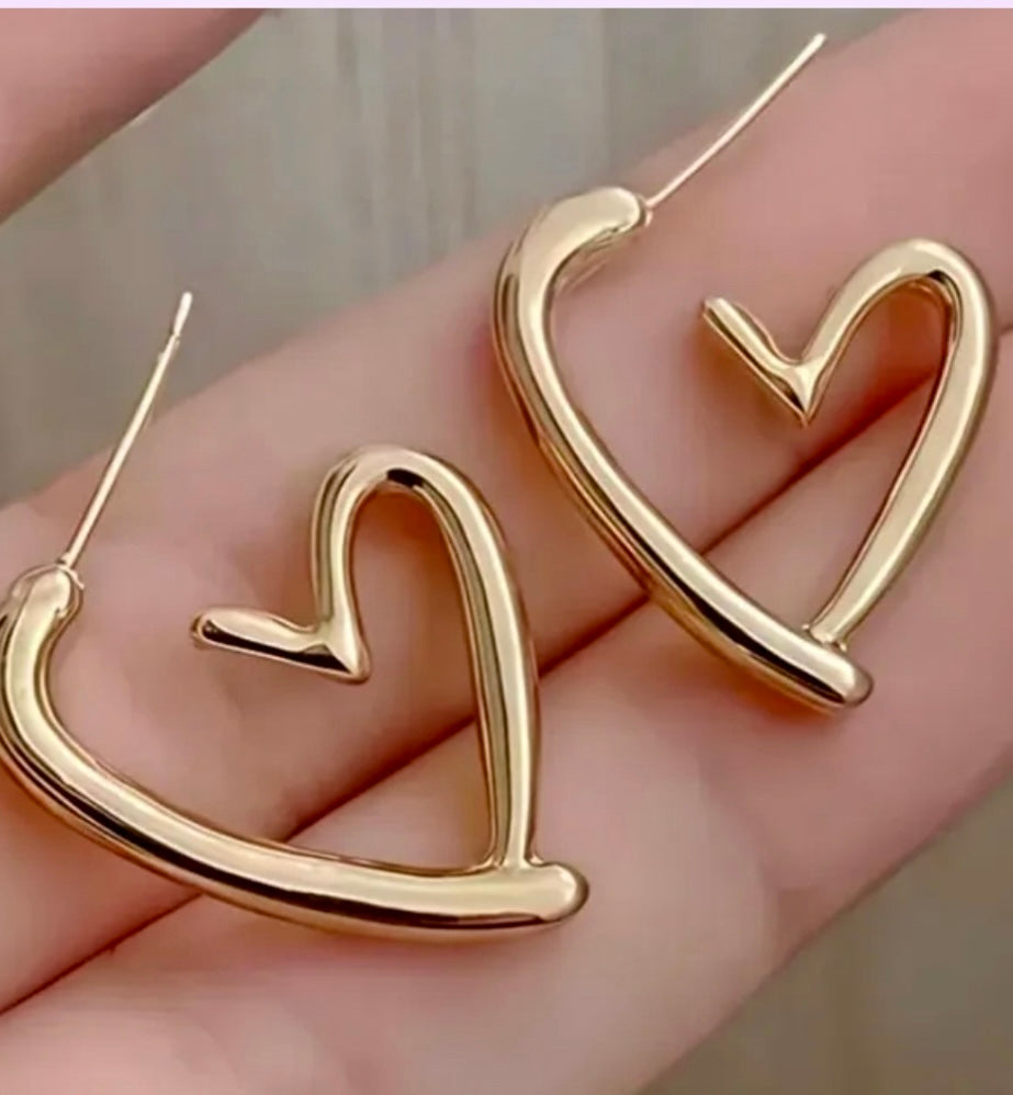 Heart-Shaped Stainless Steel Earrings