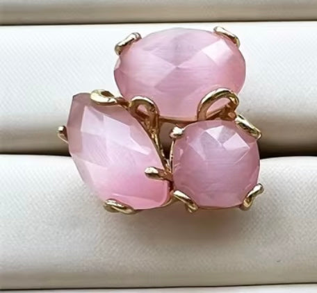 Cat Eye Stone Flower Ring