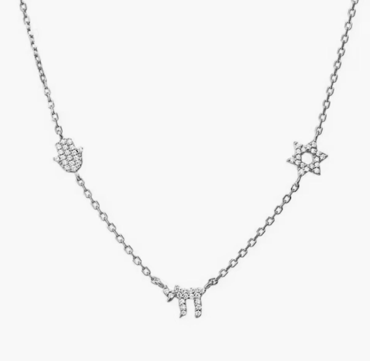 Star of David, Hamsa & Chai Trio Necklace