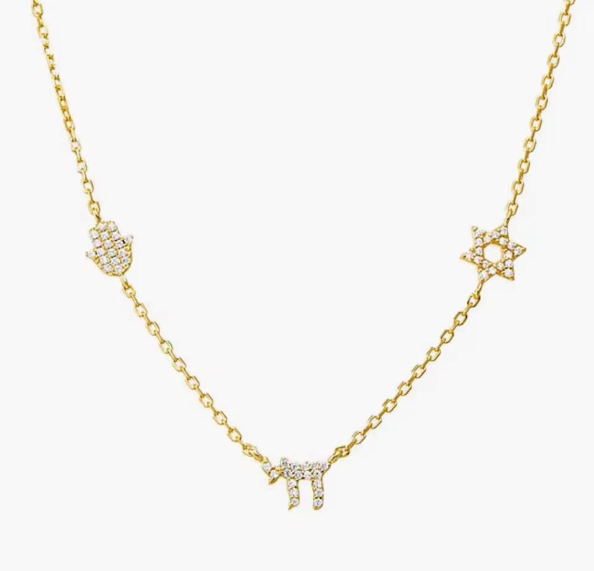 Star of David, Hamsa & Chai Trio Necklace
