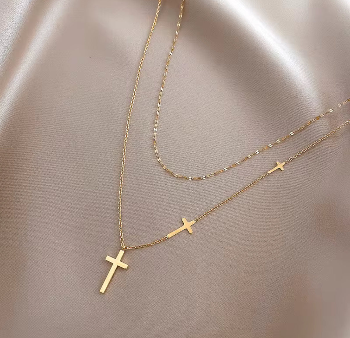 Double Layer Cross Necklace
