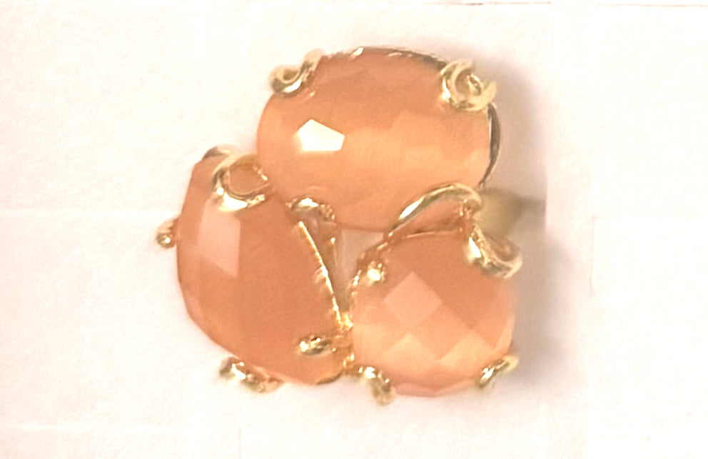 Cat Eye Stone Flower Ring