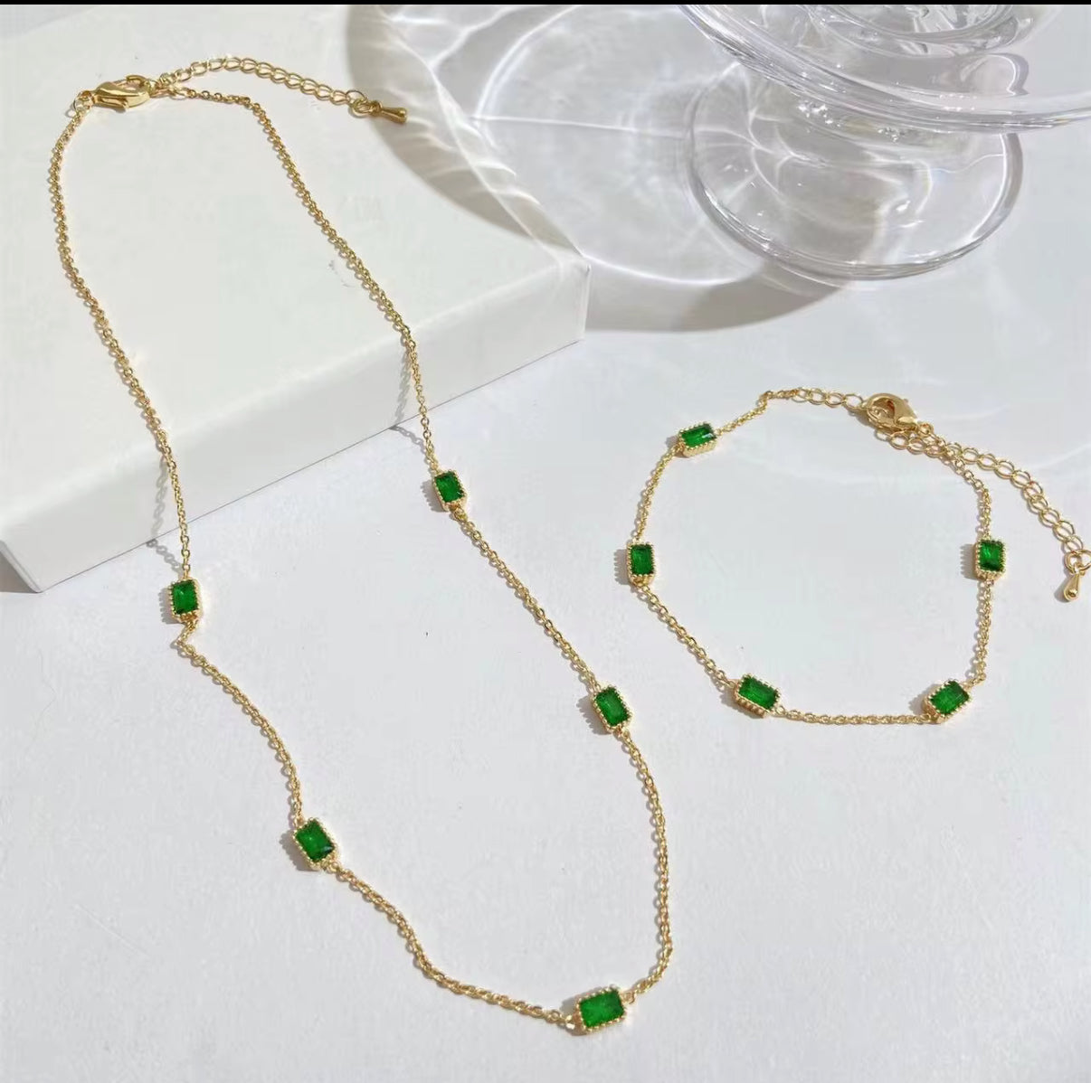 Green Glam Gold Bracelet
