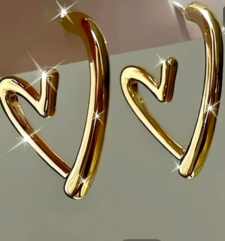 Heart-Shaped Stainless Steel Earrings