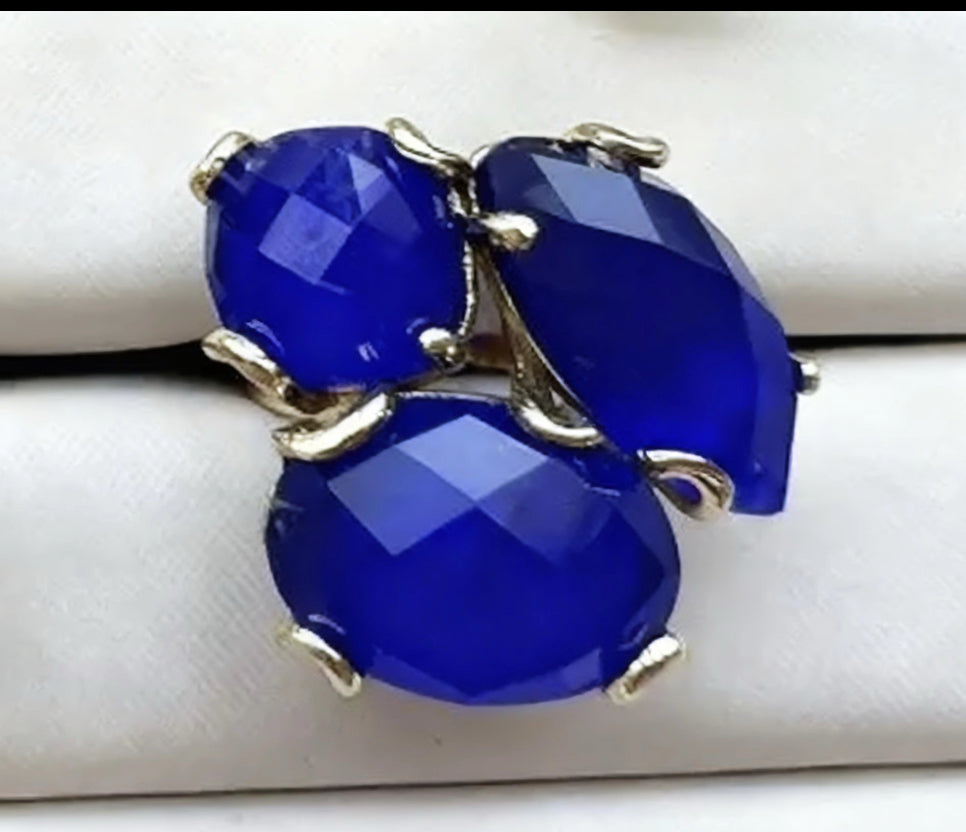 Cat Eye Stone Flower Ring