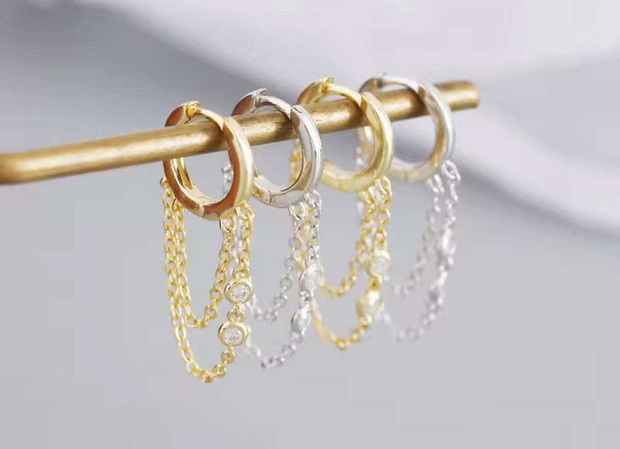 Sterling Silver Tassle Huggies