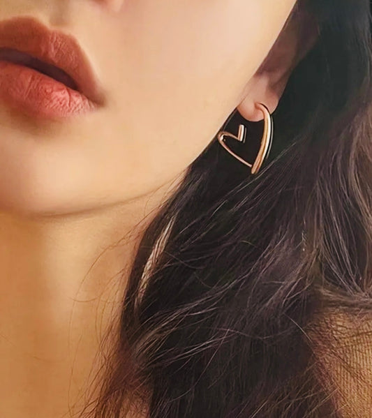 Heart-Shaped Stainless Steel Earrings