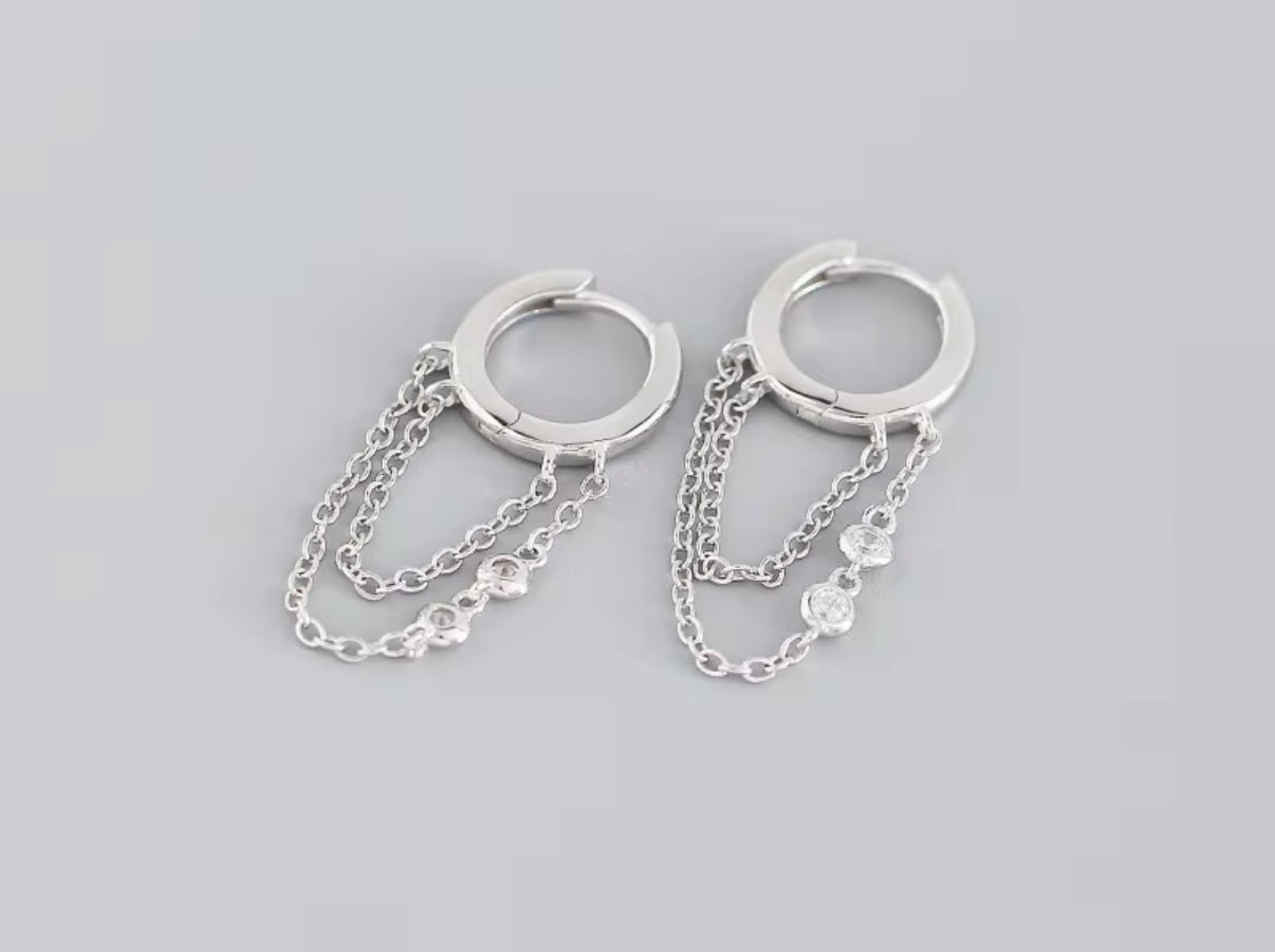 Sterling Silver Tassle Huggies