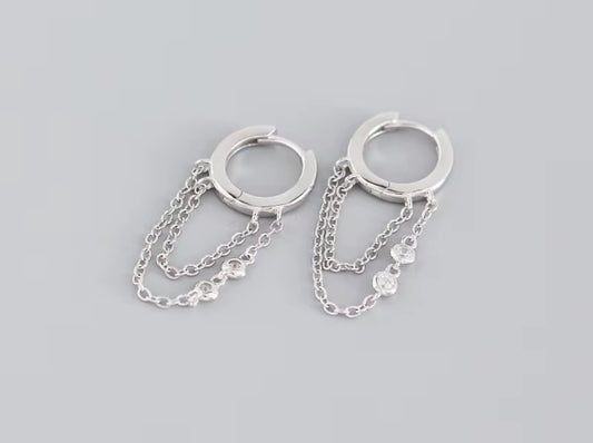 Sterling Silver Tassle Huggies